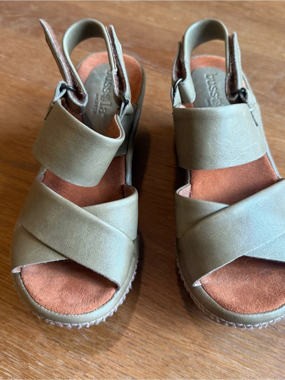 Bussola Olive Green Cork Wedge Sandals